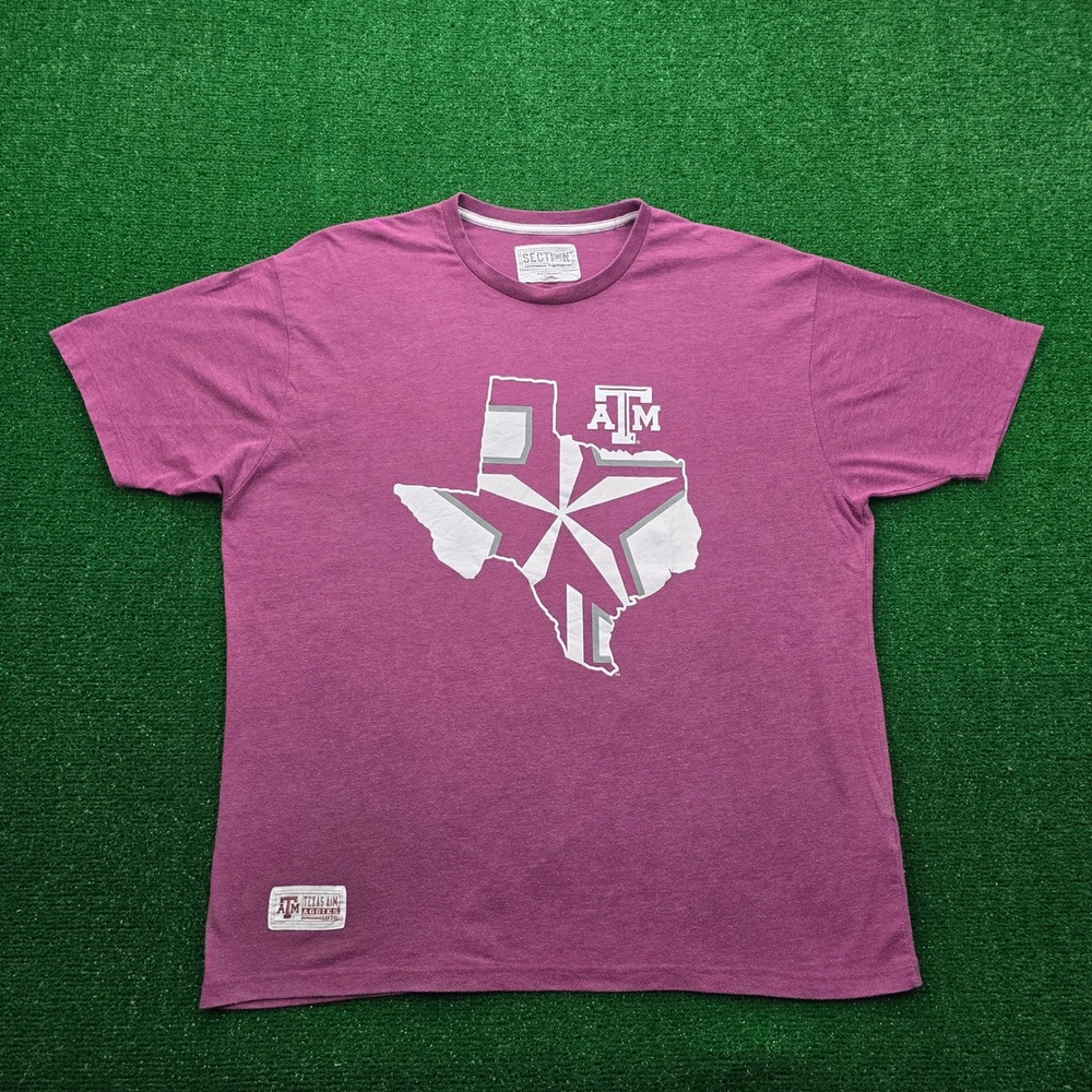 Texas A&M Aggies Shirt Mens 2XL XXL Maroon Texas State Outline College Football
